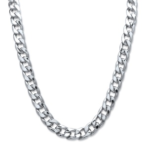 PalmBeach Jewelry Men's 12 mm Curb-Link Necklace in Silvertone 30&quot;
