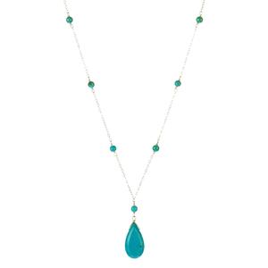 Lita Sterling Silver Chain Necklace with Turquoise Beads and Pendant,16&quot;