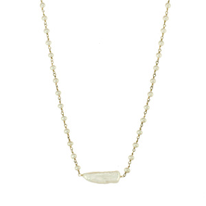 Genuine Freshwater Pearl Wrapped Chain Gold Over Sterling Silver, 18&quot; Necklace