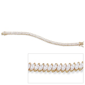 PalmBeach Jewelry 13.25 TCW Marquise-Cut Cubic Zirconia 14k Yellow Gold-Plated Tennis Bracelet 7 1/4&quot;