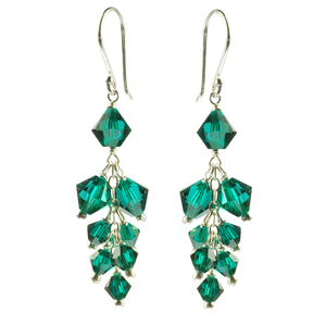 Lita Sterling Silver Swarovski Emerald Colored Multi-Drops Earrings