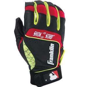 Franklin Sports Shok-Sorb Neo Batting Glove Black/Red/Yellow Adult Medium