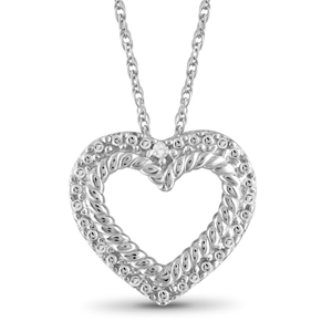 JewelonFire White Diamond Accent Sterling Silver Heart Pendant