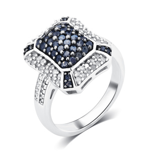 Sterling Silver 1 Cttw White and Black Cubic Zirconia Bridal Style Ring - Size 7 Only