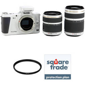 KODAK PIXPRO S-1 Mirrorless Digital Camera with 12-45mm and 42.5-160mm Lenses Deluxe Kit (White)