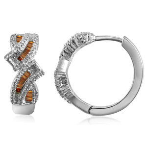 1/2 Cttw. Red Baguette Silver and White Diamond Earring