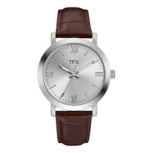 TFX by Bulova Mens Brown Strap Watch Silver-Tone Dial