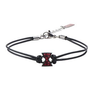 Marvel Women's Steel and Cord Black Widow Bracelet, 7&quot;+1&quot;