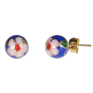 Lita Gold Filled Blue Cloisonne Stud Earrings