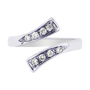 Sterling Silver Modern CZ Adjustable Bypass Toe Ring