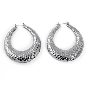 PalmBeach Jewelry Silvertone Hammered-Style Hoop Earrings 2" Diameter