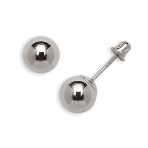 14k White Gold 7mm Polished Ball Stud Screwback Earrings