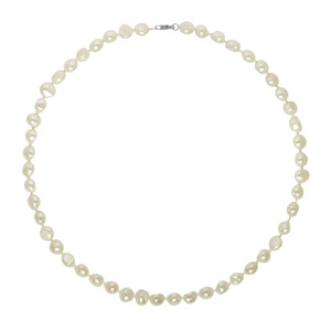 Genuine Freshwater Baroque Pearl Knotted Sterling Silver 18&quot; Necklace