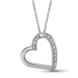 JewelonFire White Diamond Accent Sterling Silver Heart Pendant