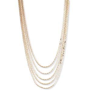 PalmBeach Jewelry Multi-Strand Cobra-Link Waterfall Necklace in Yellow Gold Tone 30&quot;