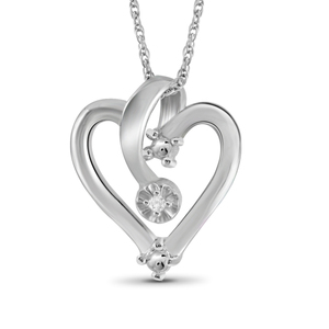 JewelonFire White Diamond Accent Sterling Silver Heart Pendant