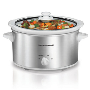 4 Quart Slow Cooker - White/Silver