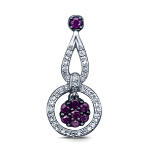 Sterling Siler 1/3Ctw Cluster Purple/White