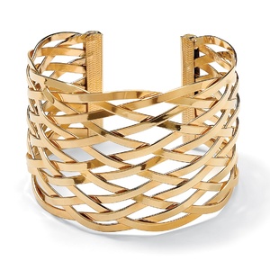PalmBeach Jewelry Lattice Cuff Bracelet in Yellow Gold Tone