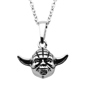 Star Wars Women's 925 Sterling Silver Yoda Head 3D Pendant, 18&quot;