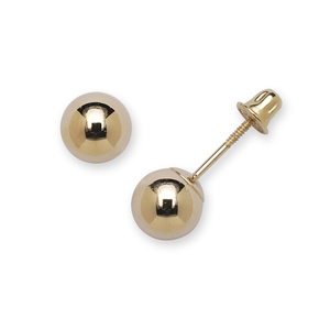 14k Yellow Gold 7mm Polished Ball Stud Screwback Earrings