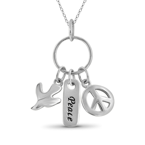 JewelonFire Sterling Silver &quot;PEACE&quot; Charm Pendant