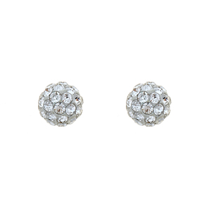 Sterling Silver 5mm White Crystal Ball Stud Earring