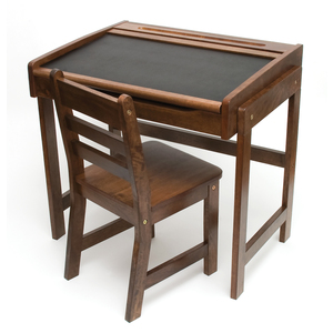 Lipper International Child's Desk w/Chalkboard Top & Chair &#8211; Walnut