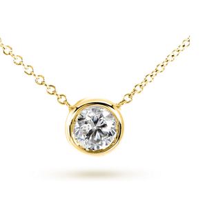 10K Yellow Gold 0.1 CTTW Round Cut Diamond Pendant Necklace (H-I, SI2-I1)