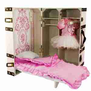 The Queen's Treasures 18&quot; Doll Clothes Storage Trunk Suitcase  Doll Bed  Bedding  Hangers Fits American Girl  Furniture Pk