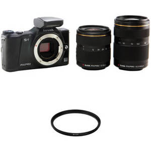 KODAK PIXPRO S-1 Mirrorless Digital Camera with 12-45mm and 42.5-160mm Lenses and Accessory Kit (Black)