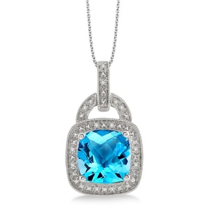 Blue Topaz Diamond Necklace