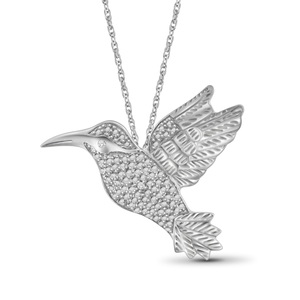 JewelonFire White Diamond Accent Sterling Silver Soaring Bird Pendant