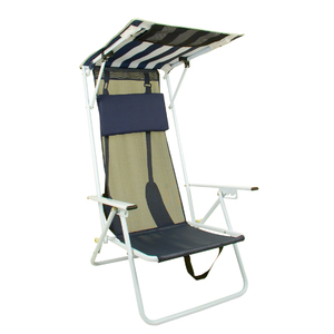 Quik Shade Folding Beach Chair - Striped Navy Blue