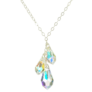 Lita Swarovski Triple Drop Pendants With Sterling Silver Chain 18&quot;