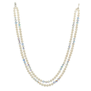 Swarovski Crystal & Genuine Freshwater Pearl Sterling Silver Necklace