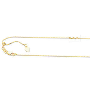10k .70mm Yellow Gold Adjustable Box Chain Necklace - 22 Inch