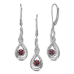 Sterling Silver 1/4Ctw P/W Pear Shaped Clstr Leverback Earrings