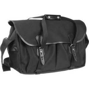 555 Shoulder Bag (Black Canvas with Black Leather Trim and Nickel Fittings)