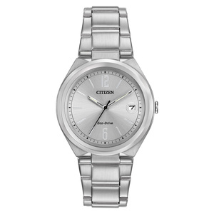 Ladies Corporate Exclusive Eco-Drive Silver Stainless Steel Watch Silver Dial