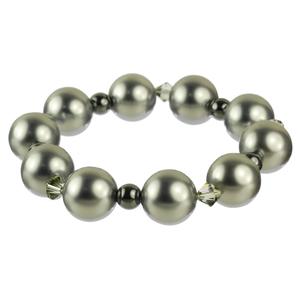 Lita Silver Colored Shell Pearl With Swarovski Accents Stretch Bracelet