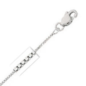 10k White Gold 22&quot;  0.9mm Box Chain Necklace - Lobster-claw