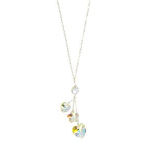 Lita Swarovski Heart, Flower and Round Bead Necklace with Sterling Silver Chain 18&quot;