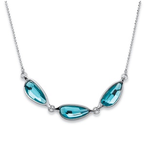 PalmBeach Jewelry Blue Half Moon Crystal Necklace MADE WITH SWAROVSKI ELEMENTS in Silvertone 18&quot;-20&quot;