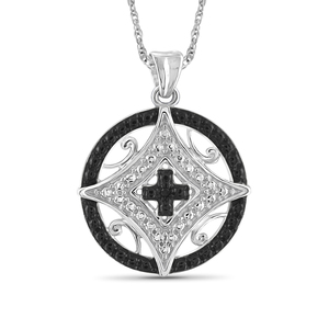 JewelonFire Black And White Diamond Accent Sterling Silver Pendant