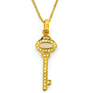 West Coast Jewelry Goldtone Clear Cubic Zirconia Key Necklace
