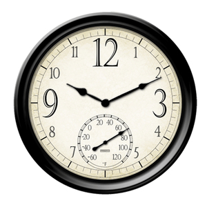 14" Decorative Wall Clock & Thermometer