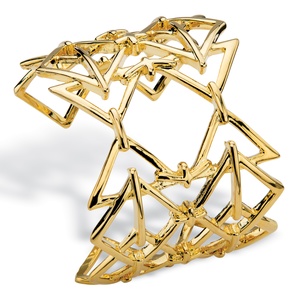 PalmBeach Jewelry Open Triangle Link Geometric Cuff Bracelet in Gold Tone 6&quot;