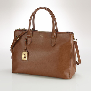 Newbury Leather Double Zip Satchel Tan