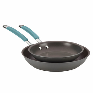Cucina Hard Anodized Twin Pack Skillets Gray w/ Agave Blue